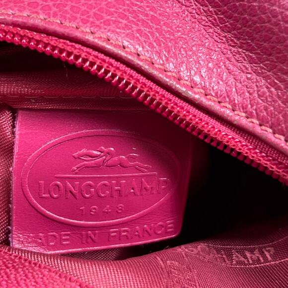 Longchamp Leather Shoulder Bag Iconic Style Women Purse Magenta Equestrian Small - Picture 11 of 16